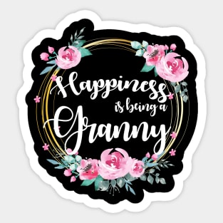 Happiness Is Being A Granny Floral Sticker